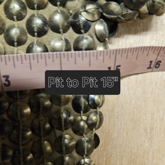 Michael Kors Chainmail Gold Studded Grunge Lined Midi Shimmer  XXS RN # 111818 - Picture 5 of 8